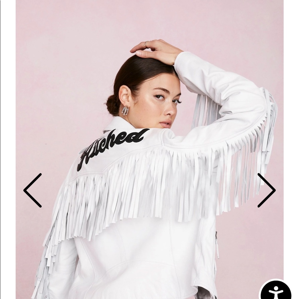 EUC Nasty Gal “hitched” leather fringe jacket